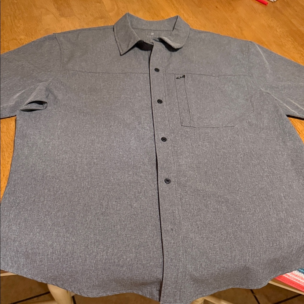ZELOS Gray Casual Button Down Shirt